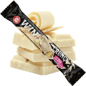 חטיף-חלבון קראנץ׳בטעם וניל ובציפוי שוקולד לבן